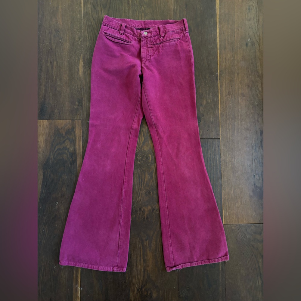 Vintage Flare jeans Love 'n Stuff maroon magenta low rise colored  denim